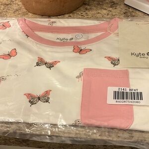 Kyte BABY Pink and White Crepe Butterfly Tee